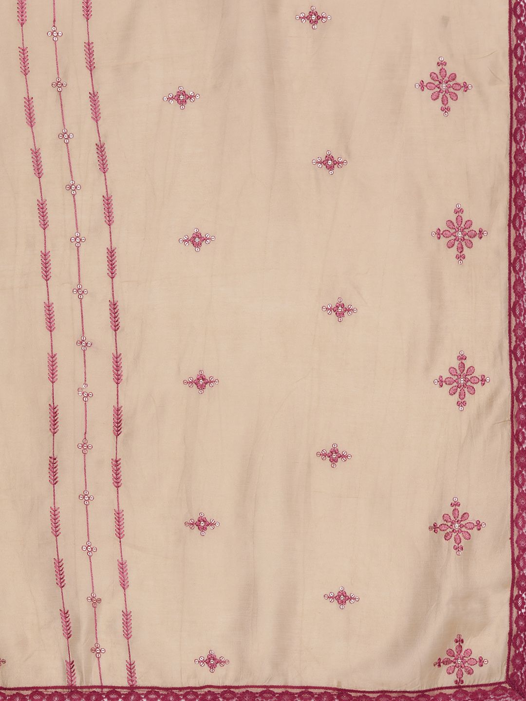 Dhiyona VA Women's Pink Ethnic Motifs Embroidered Thread Work Kurta with Trousers & With Dupatta