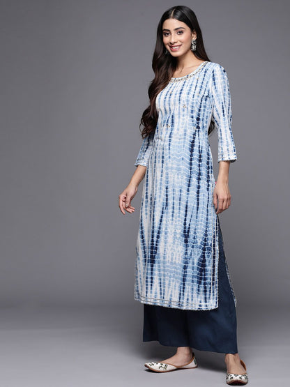 Dhiyona VA Women's Dyed Pure Cotton Kurta With Palazzos & With Dupatta