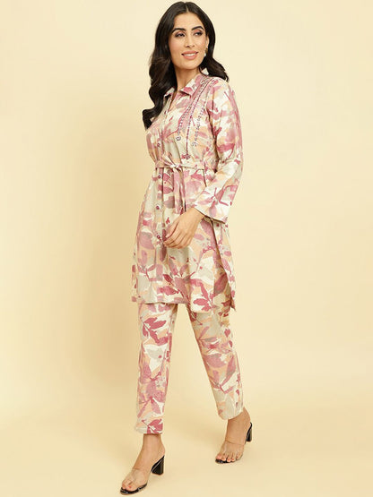 Dhiyona VA Women'sFloral Printed Kurti With Trousers