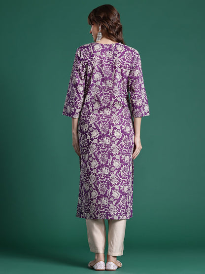 Dhiyona IE Floral Printed Pure Cotton Kurta