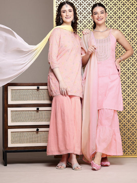 Dhiyona PD Women Women Ethnic Motifs Embroidered Jashn Kurti with Sharara & Dupatta