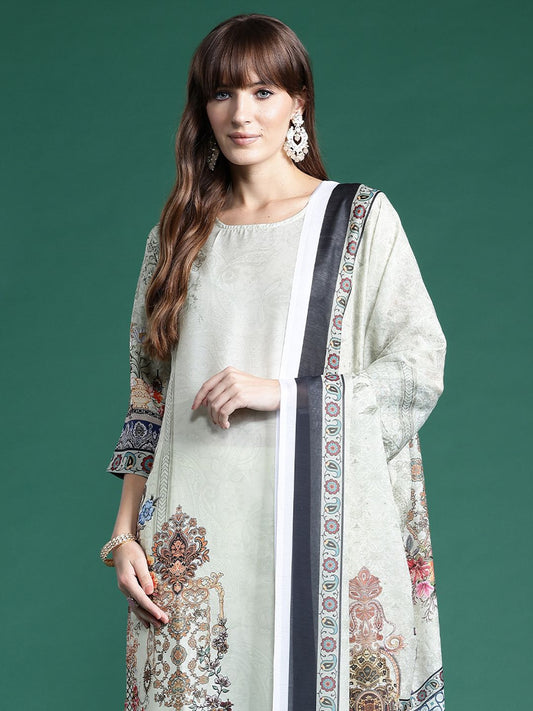 Dhiyona IE Ethnic Motifs Printed Kurta With Trousers & Dupatta