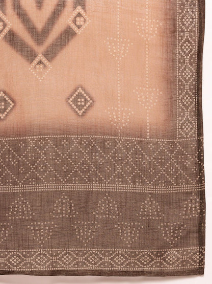 Bandhani Printed Thread Work Kurta with Trousers & With Dupatta