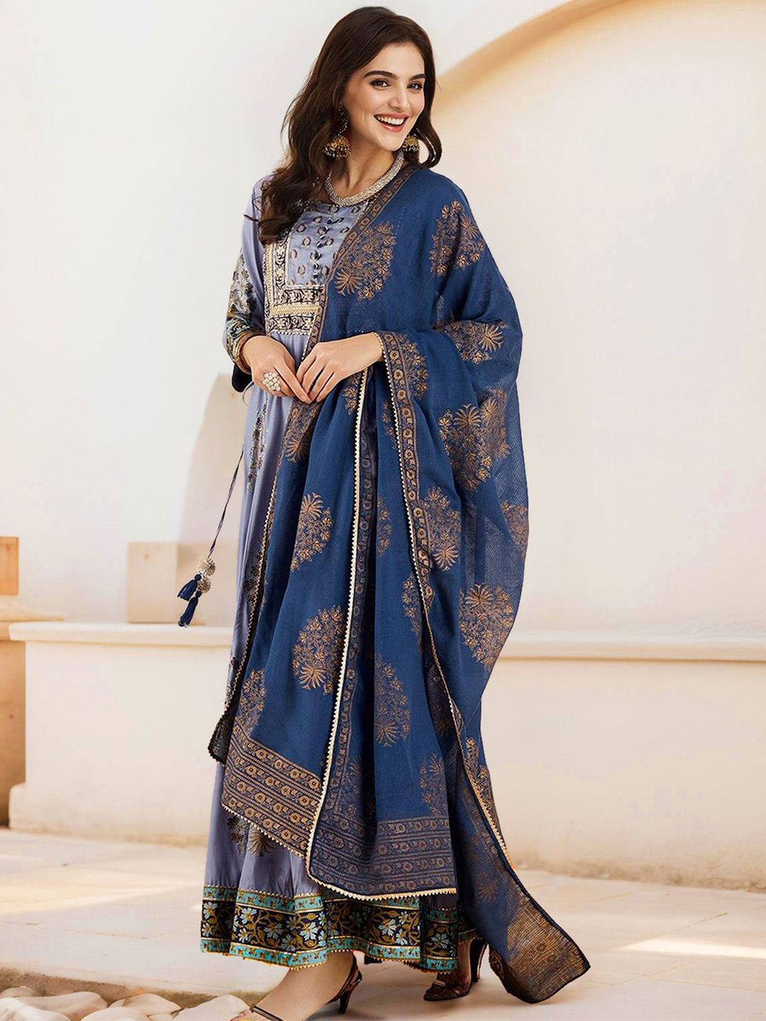 Dhiyona IS Women's Women Ethnic Motifs Print A-Line Maxi Dress