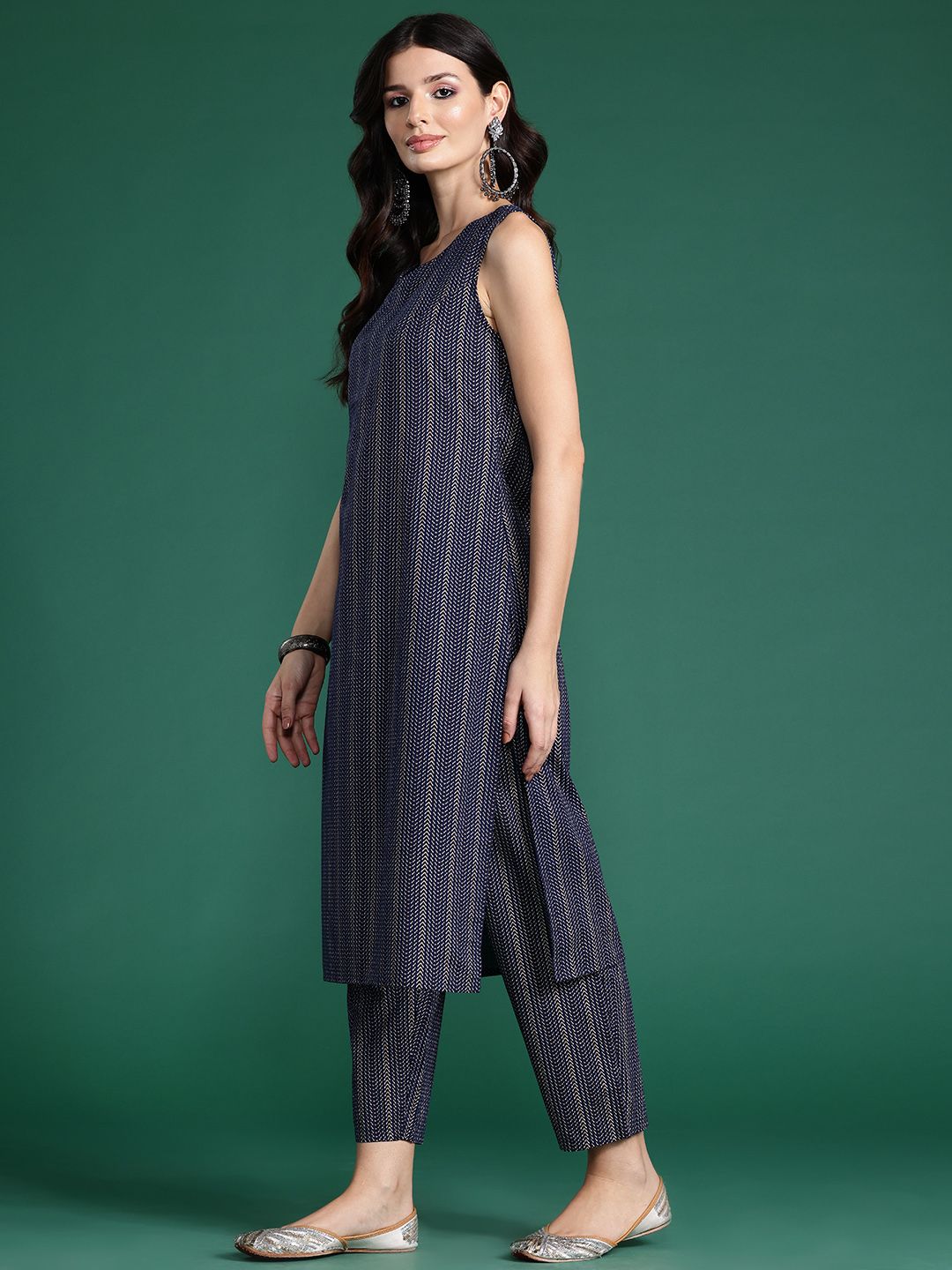 Dhiyona IE Plus Size Printed Pure Cotton Kurta with Trousers