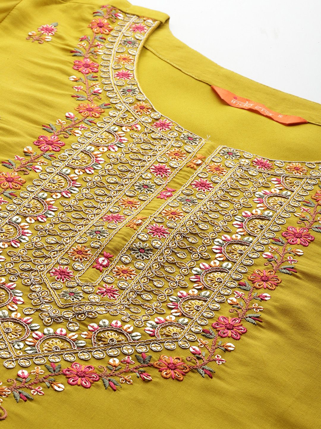 Ethnic Motifs Embroidered Sequinned Kurta with Trousers & With Dupatta