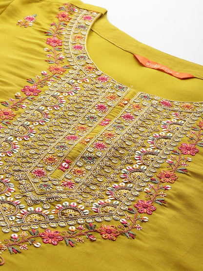 Ethnic Motifs Embroidered Sequinned Kurta with Trousers & With Dupatta