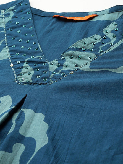 Dhiyona IE Floral Printed Pure Cotton Kurta With Trousers & Dupatta