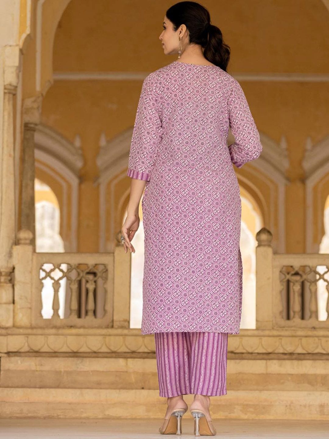 Dhiyona VA Women'sEthnic Motifs Printed Regular Straight Kurta with Trousers & Dupatta