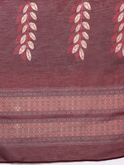 Dhiyona VA Women'sMaroon Floral Printed Beads and Stones Straight Kurta with Trousers & Dupatta