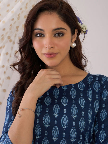 Dhiyona IE Floral Printed Pure Cotton Straight Kurta With Trousers