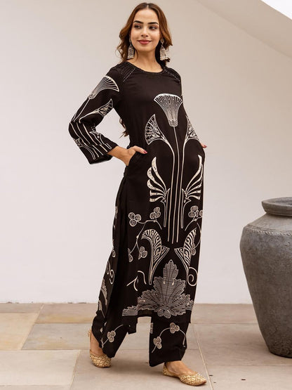 Dhiyona IS Women's Women Floral Printed Kurta with Palazzo