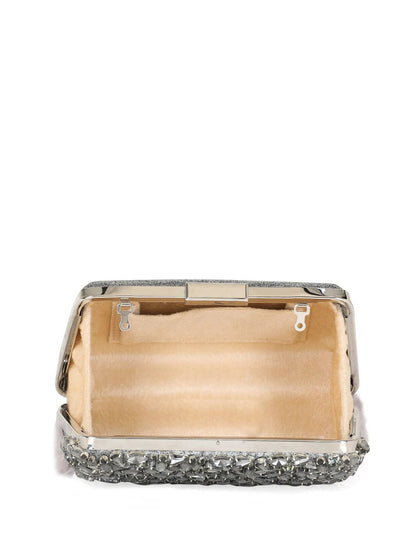 Dhiyona NR Feather Embellished Box Clutch