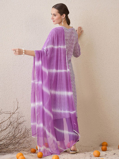 Dhiyona IE Floral Embroidered Round Neck Pure Cotton Straight Kurta With Trousers & Dupatta
