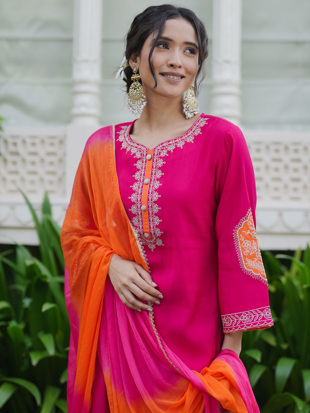 Women Ethnic Motifs Embroidered Regular Kurta with Trousers & With Dupatta