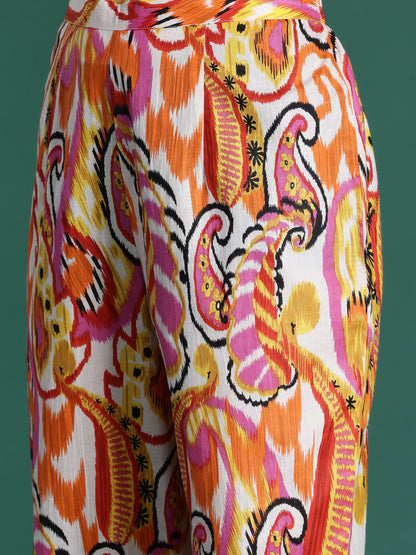 Women Paisley Printed Panelled Pure Cotton Kurta with Trousers