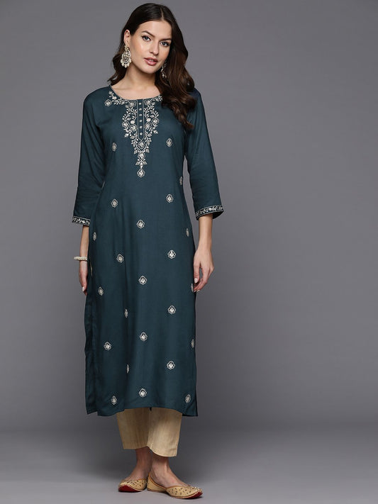 Dhiyona IE Women Floral Embroidered Sequinned Kurta