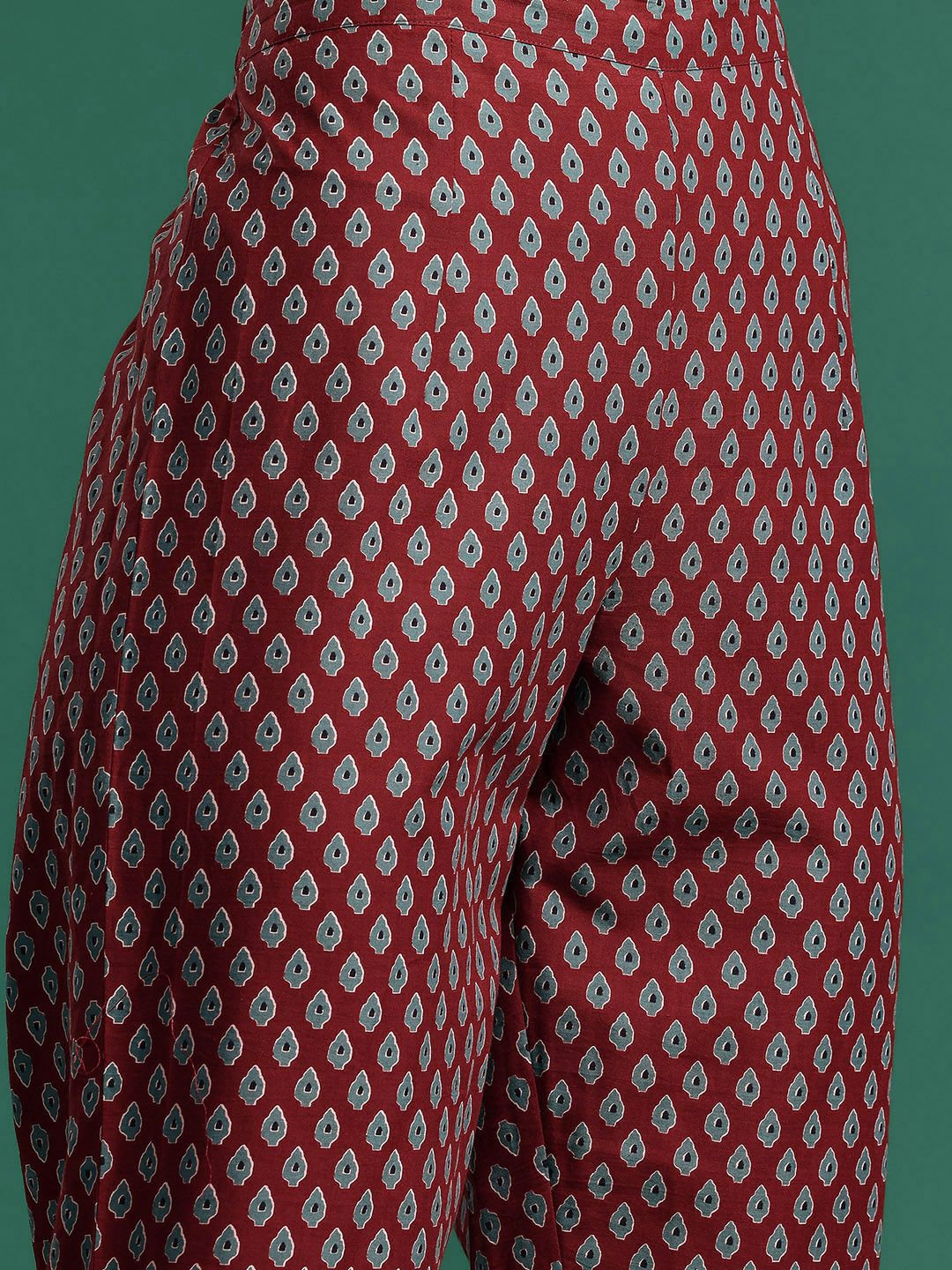 Dhiyona IE Ethnic Motifs Printed Pure Cotton Kurta with Trousers