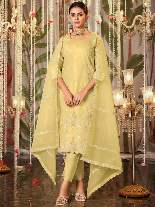 Women Ethnic Motifs Embroidered Regular Thread Work Kurta with Trousers & With Dupatta