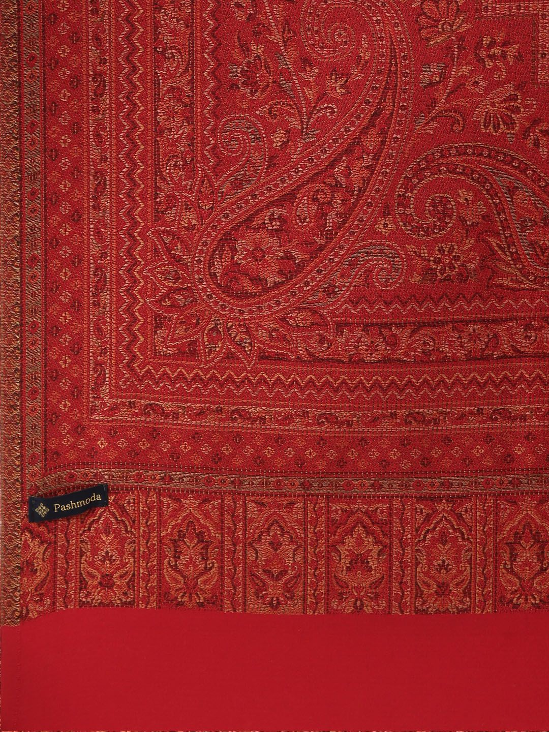 Dhiyona PA Women Red Woven Design Wool Jamawar Shawl