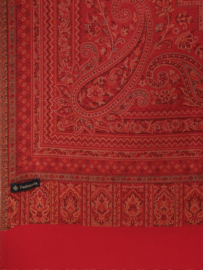 Dhiyona PA Women Red Woven Design Wool Jamawar Shawl