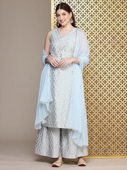 Dhiyona PD Women Woven Design Regular Jashn Kurta With Sharara & With Dupatta