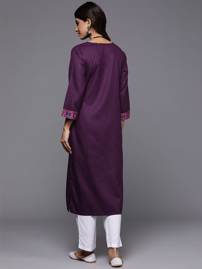 Dhiyona IE Women Purple Ethnic Motifs Yoke Design Kurta