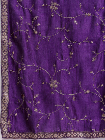 Dhiyona IE Floral Embroidered Sequinned Kurta With Trousers & Dupatta