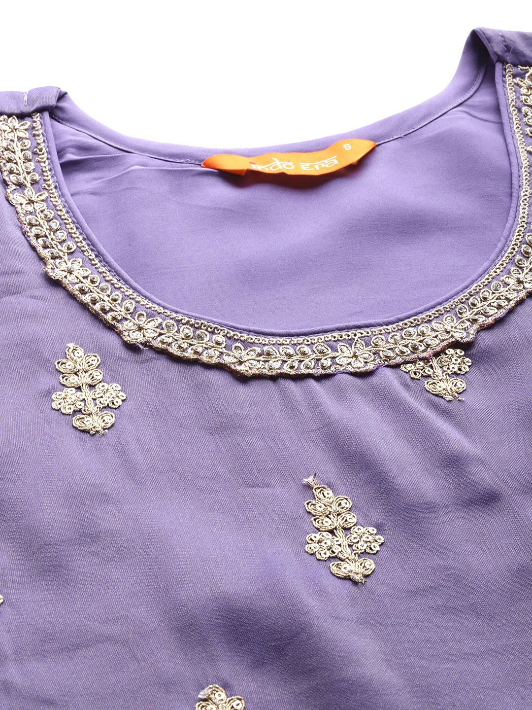 Ethnic Motifs Embroidered Sequinned Kurta With Palazzos & Dupatta