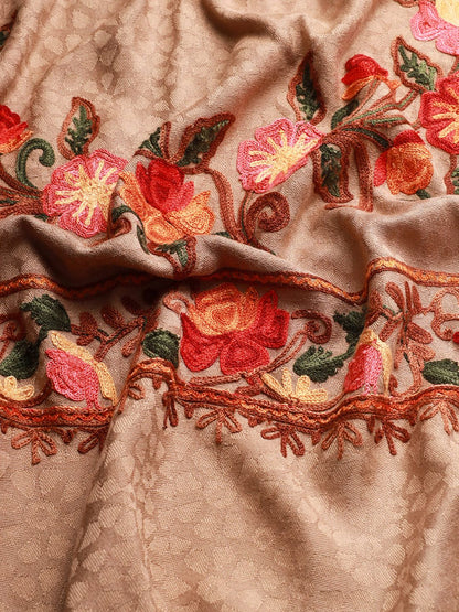 Dhiyona PA Women Beige Aari Embroidered Shawl