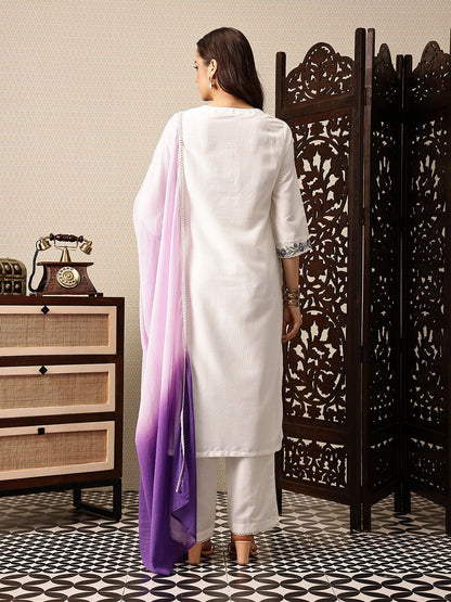 Dhiyona PD Women Floral Embroidered Regular Jashn Kurta with Trousers & With Dupatta