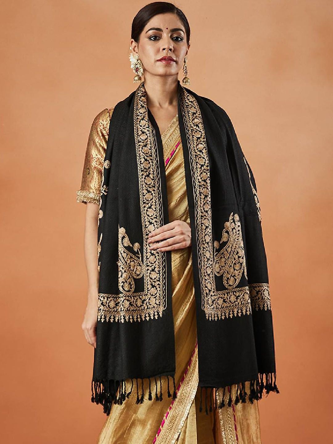 Dhiyona PA Ethnic Motifs Embroidered Shawl
