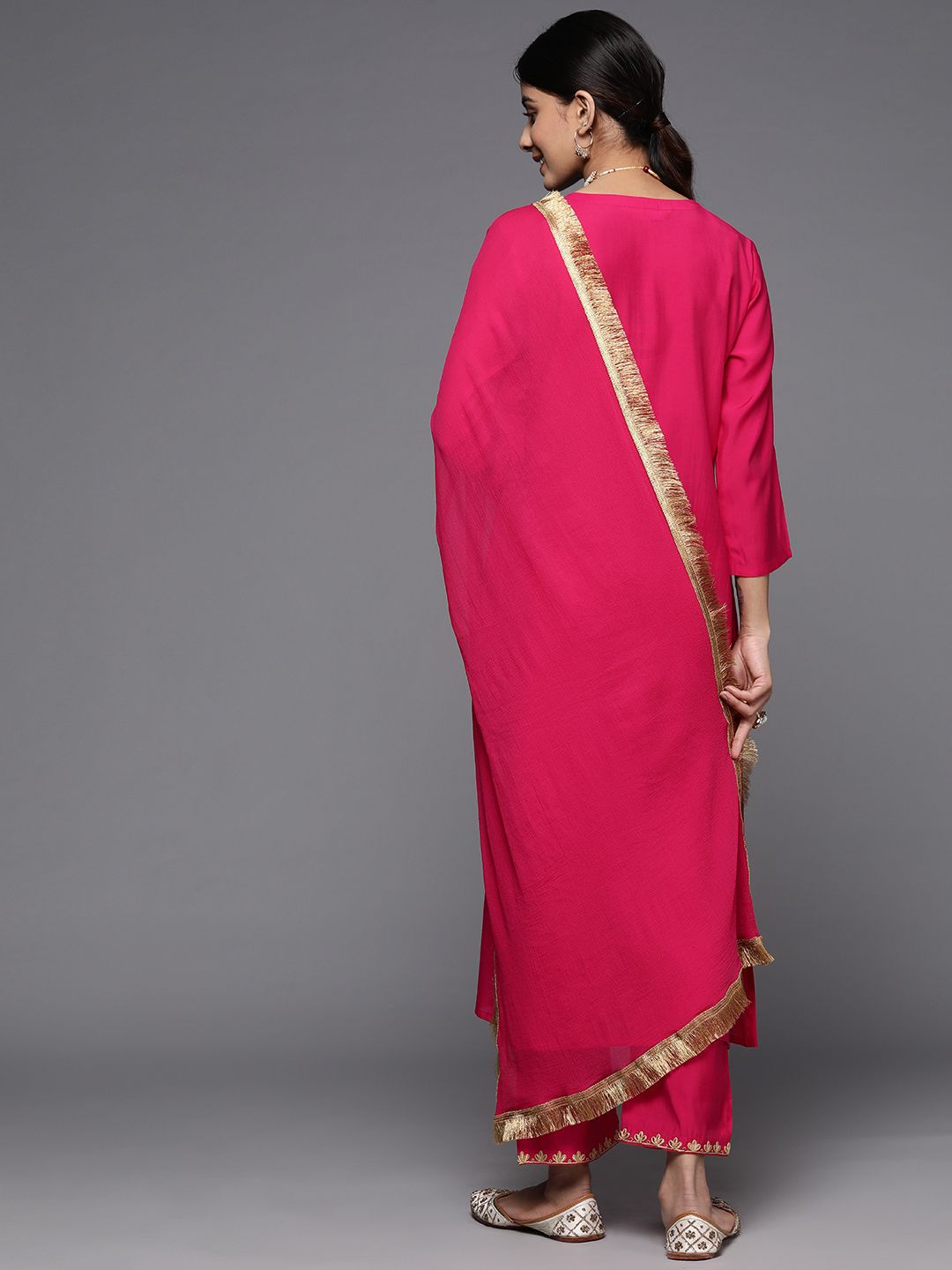 Dhiyona VA Women'sEthnic Motifs Embroidered Sequinned Kurta With Trousers & With Dupatta