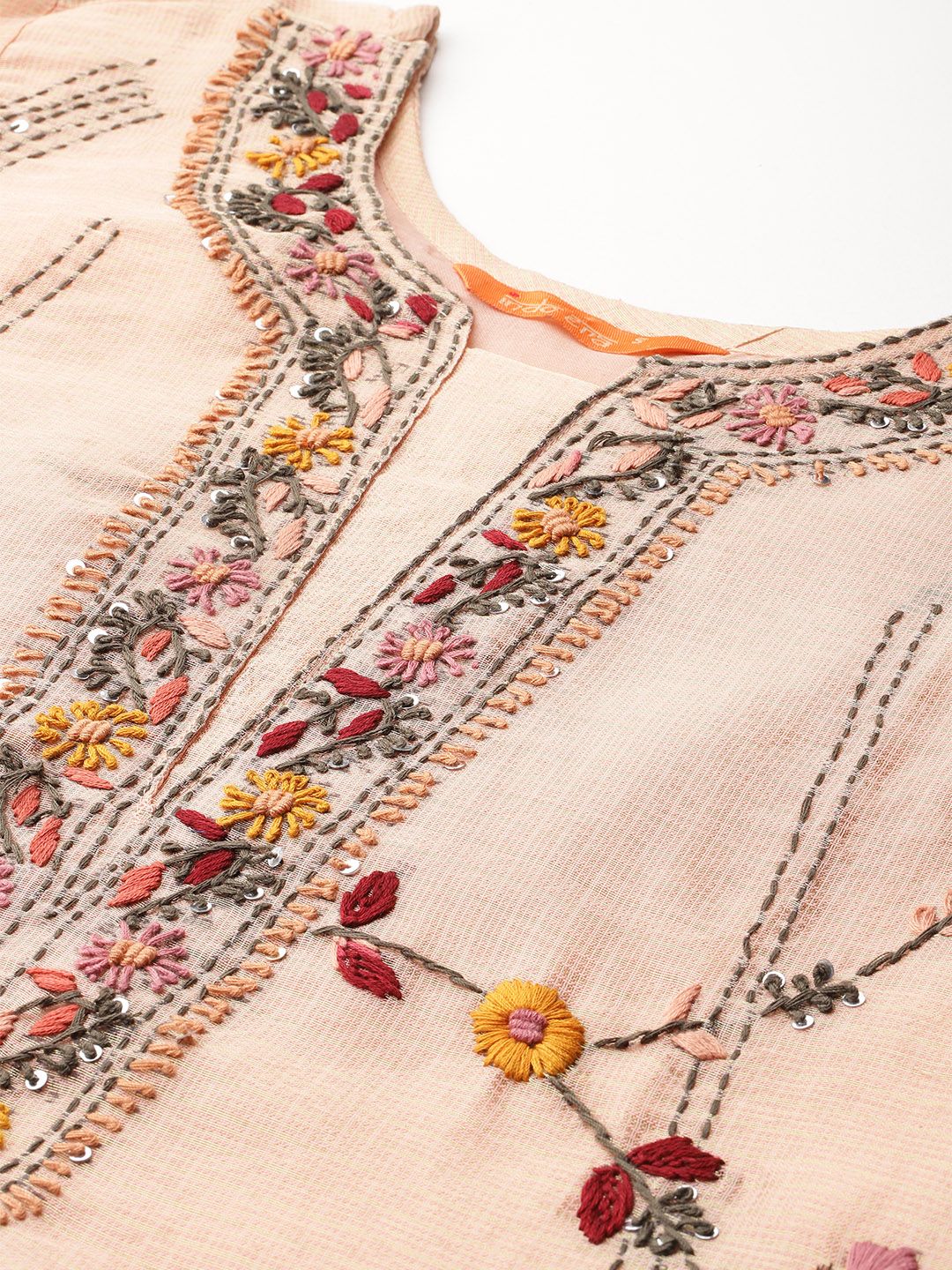 Dhiyona IE Floral Embroidered Thread Work Pure Cotton Kurta with Trousers & With Dupatta