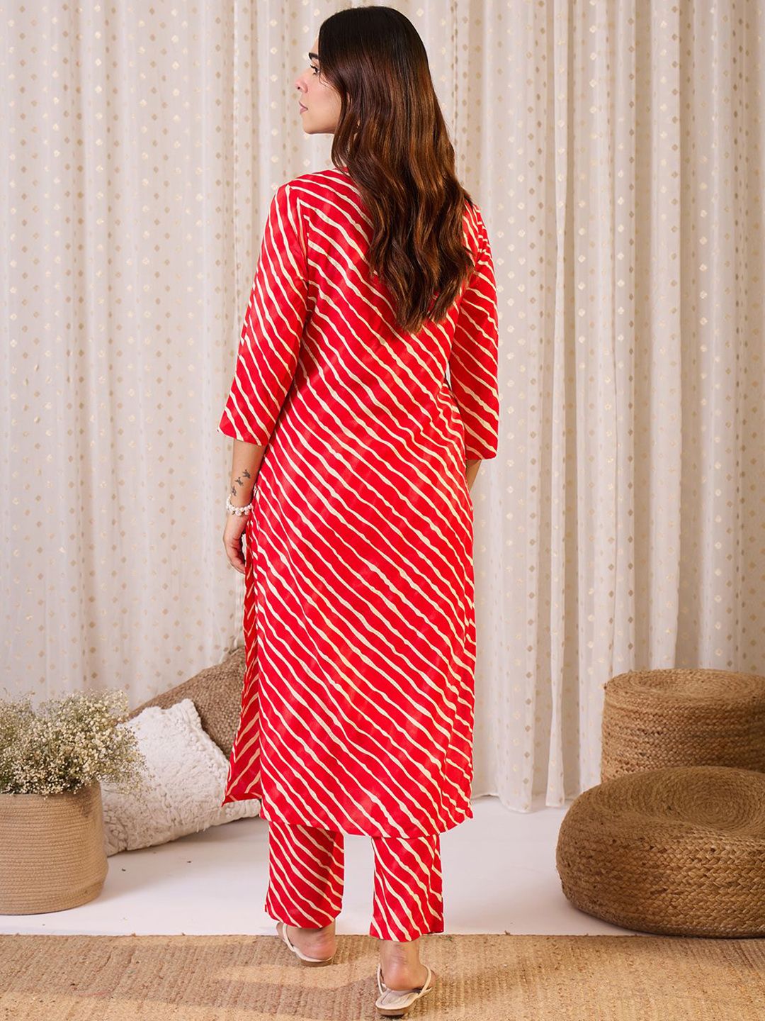 Dhiyona IE Printed Tie-Up Neck Tunic With Trouser