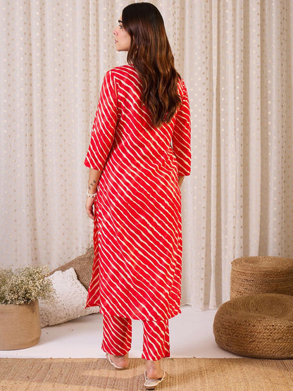 Dhiyona IE Printed Tie-Up Neck Tunic With Trouser