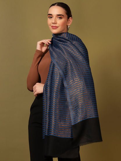 Dhiyona PA Striped Woven Design Woollen Reversible Shawl