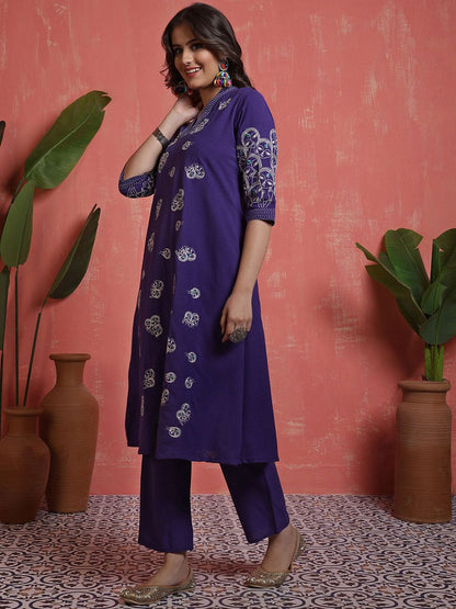 Dhiyona SN Women's Embroidered Pure Cotton Kurta With Trouser