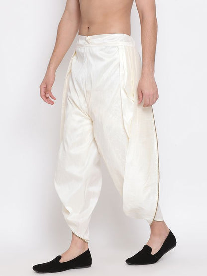 Men's Cream Silk Blend Regular Dhoti