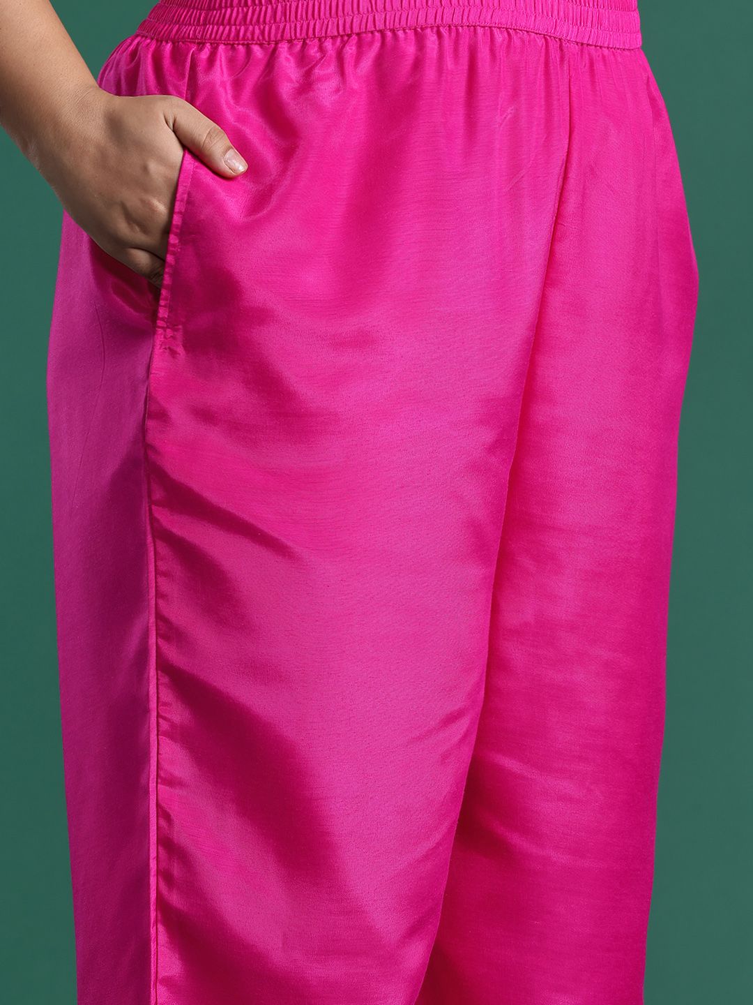 Plus Size Woven Design Kurta with Palazzos & Dupatta