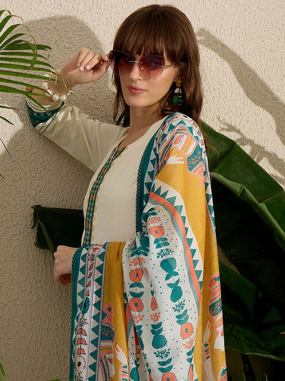 Ethnic Motifs Embroidered Thread Work Kurta with Trousers & With Dupatta
