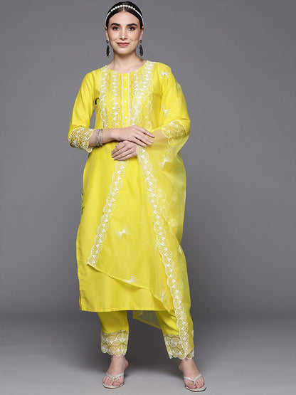 Women Ethnic Motifs Embroidered Thread Work Kurta with Trousers & Dupatta