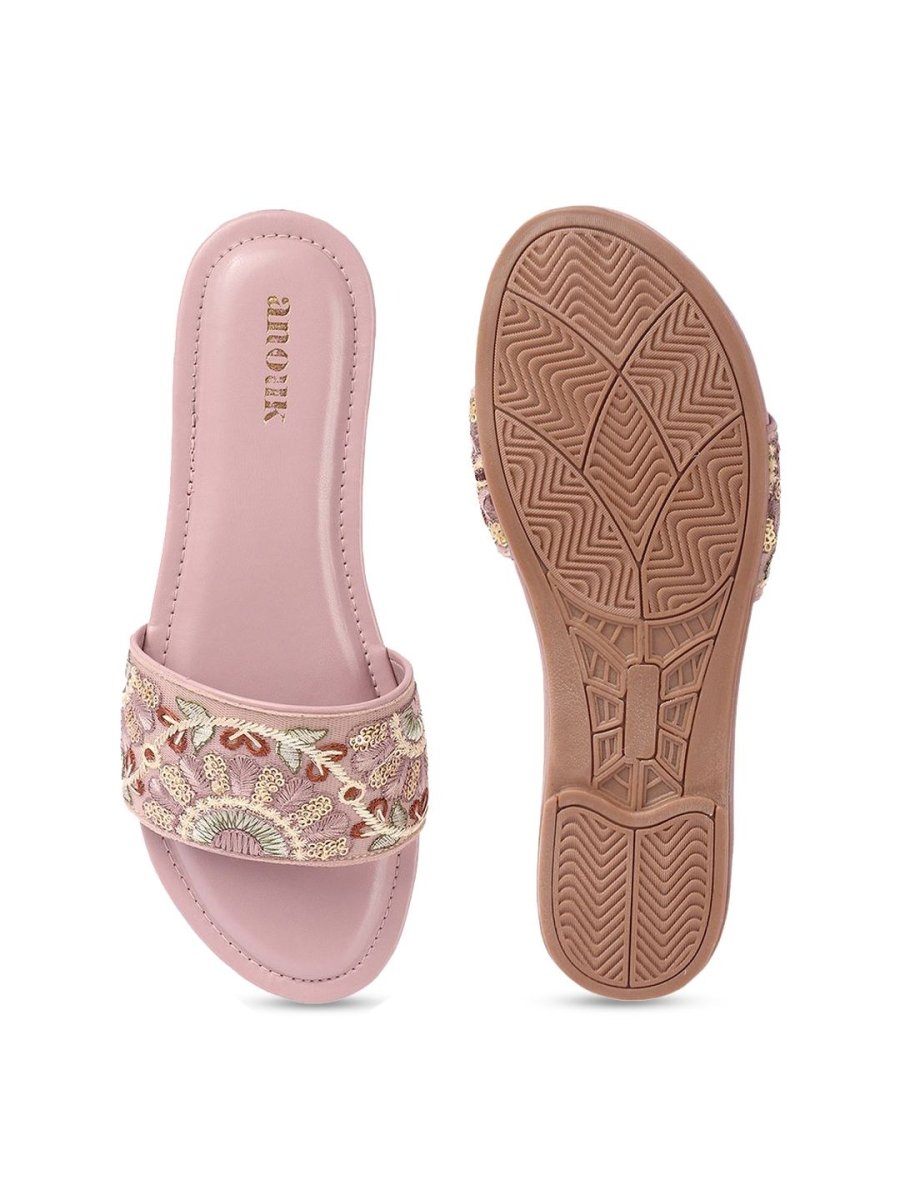Dhiyona AK Women Woven Design Ethnic Open Toe Flats with Embroidered
