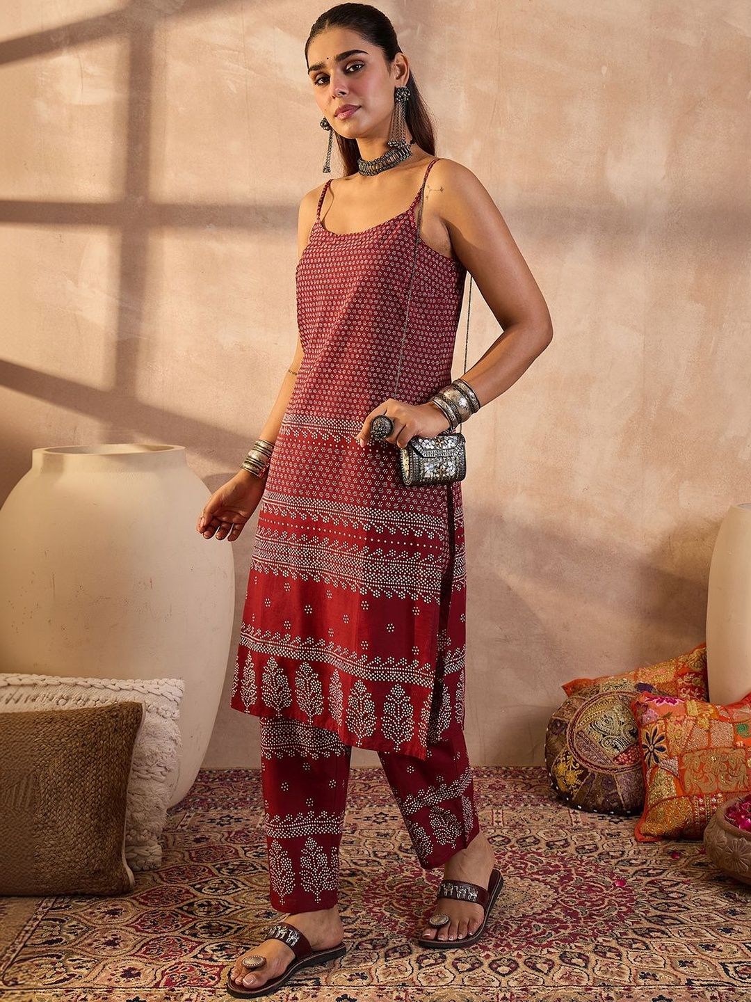Women Ethnic Motifs Printed Regular Pure Cotton Kurta with Trousers