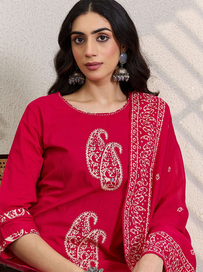 Women Paisley Printed Regular Pure Cotton Kurta with Trousers & With Dupatta