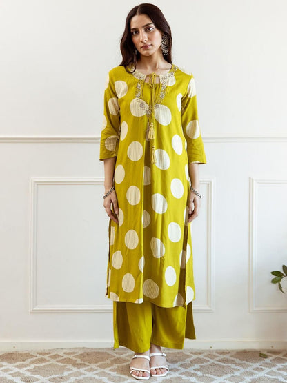 Women Geometric Printed A-Line Kurta with Palazzos