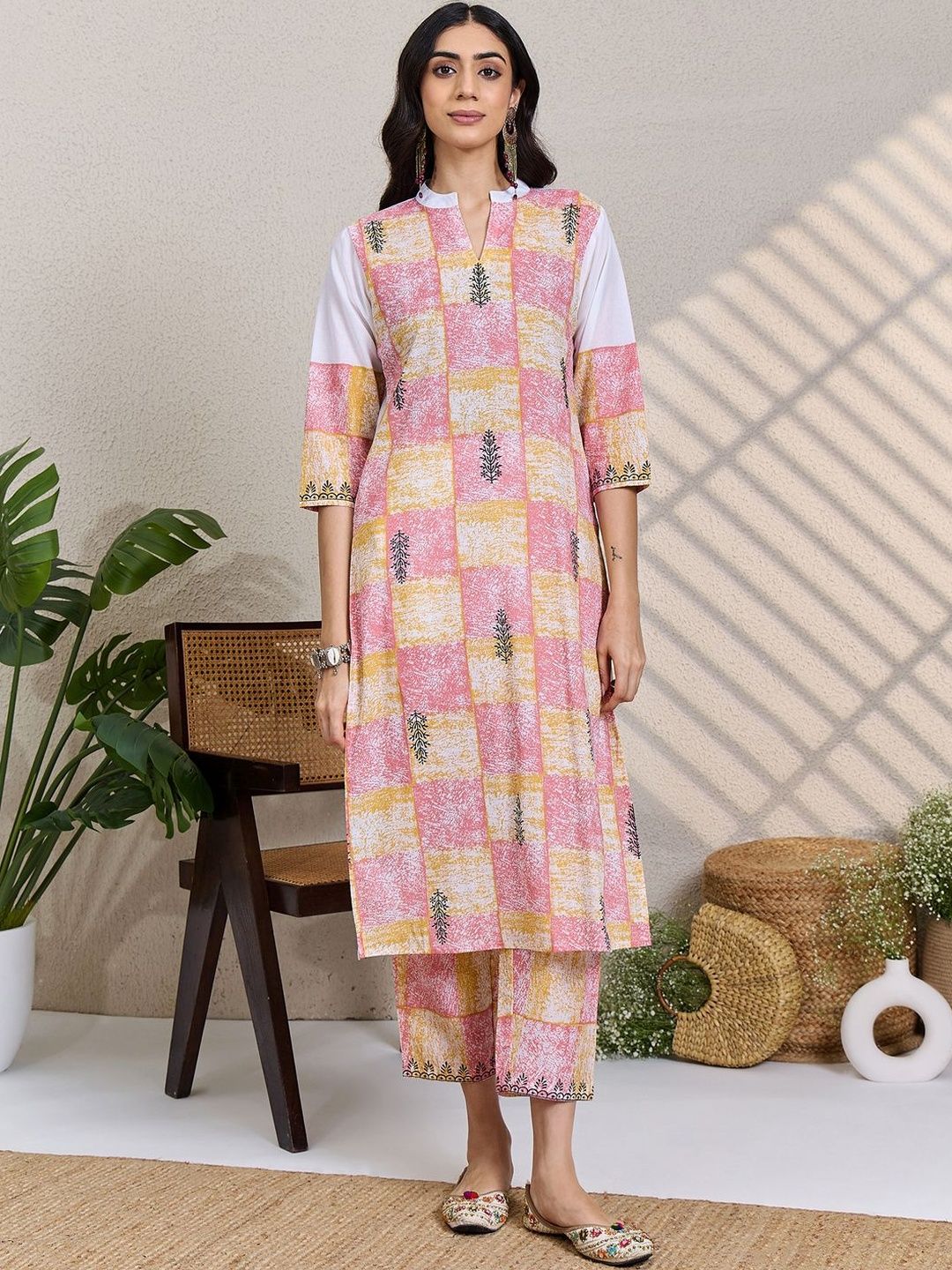 Dhiyona IE Women Ethnic Motifs Printed Regular Pure Cotton Kurta with Trousers & Dupatta