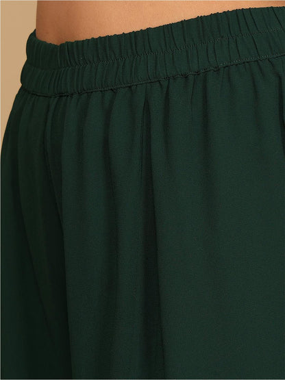 Dhiyona VA Women'sBandhani Gotta Patti Kurta with Sharara & Fringed Dupatta.