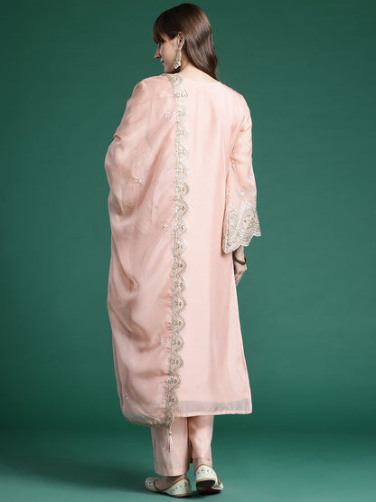 Dhiyona IE Women Ethnic Motifs Embroidered Sequinned Kurta With Trousers & Dupatta