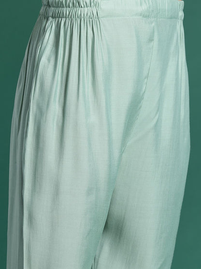 Ethnic Motifs Embroidered Regular Mirror Work Kurta with Trousers & Dupatta